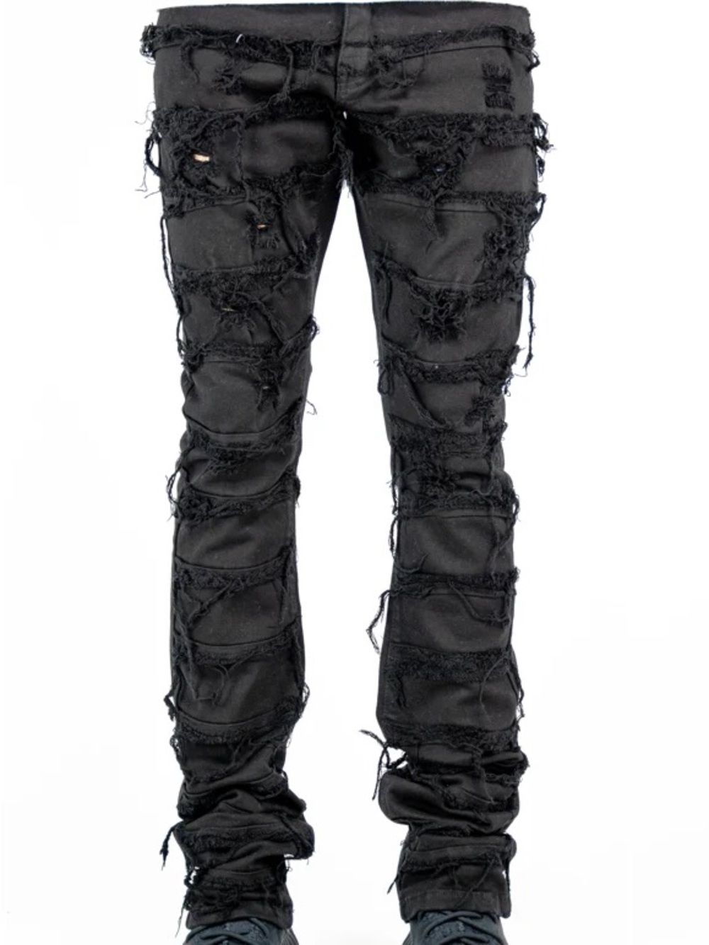 Men's Black Skinny Distressed Jeans - Ripped Slim Fit